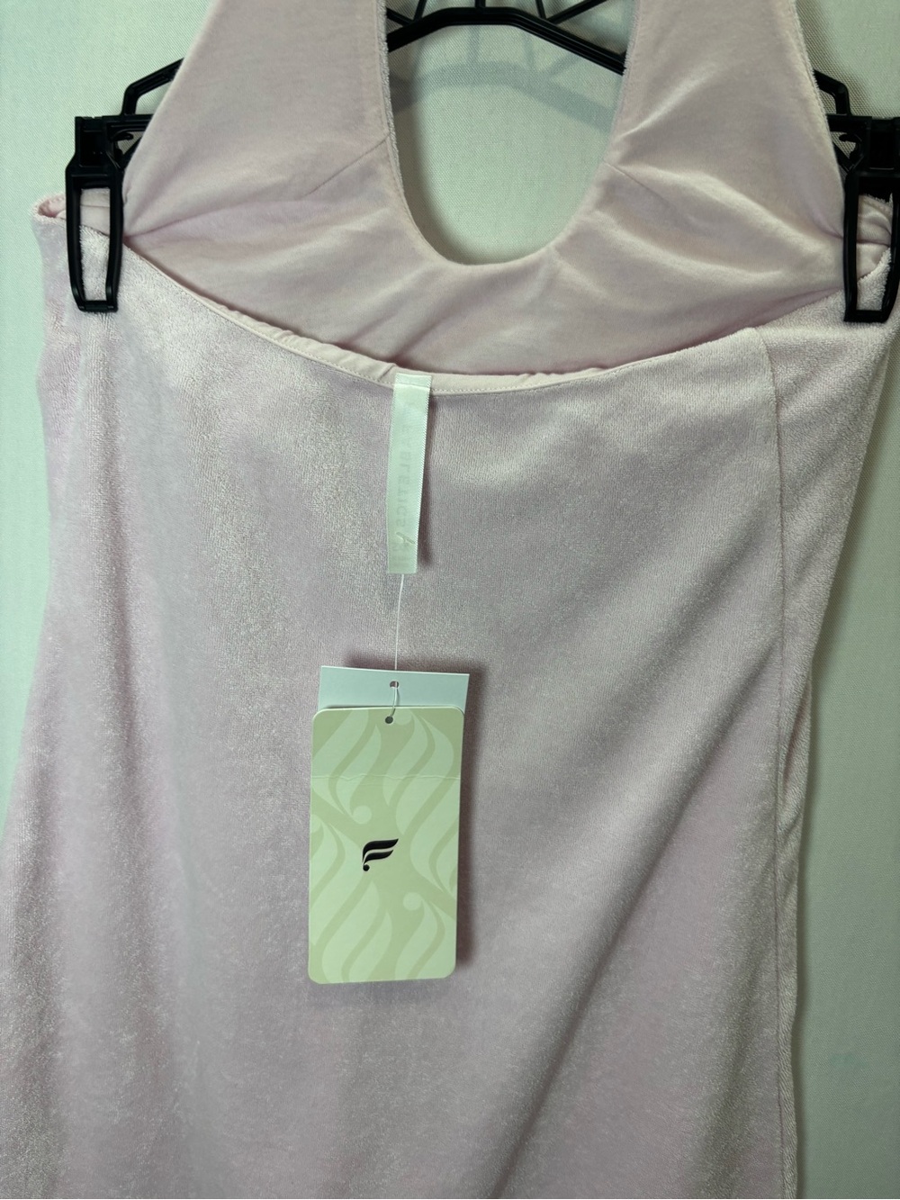 Fabletics Pink Terry Baby Doll Mini Dress XS Sleeveless Halter Button Solid - Picture 3 of 16